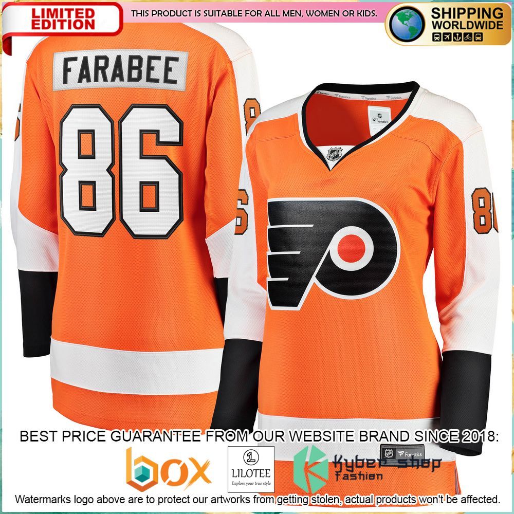 joel farabee philadelphia flyers womens home breakaway orange hockey jersey 1 387