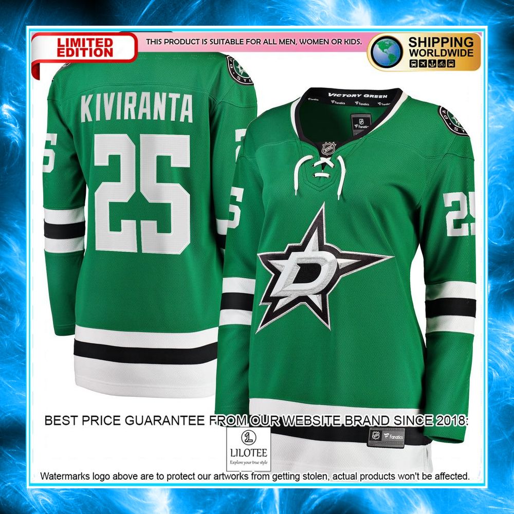 joel kiviranta dallas stars womens kelly green hockey jersey 1 704
