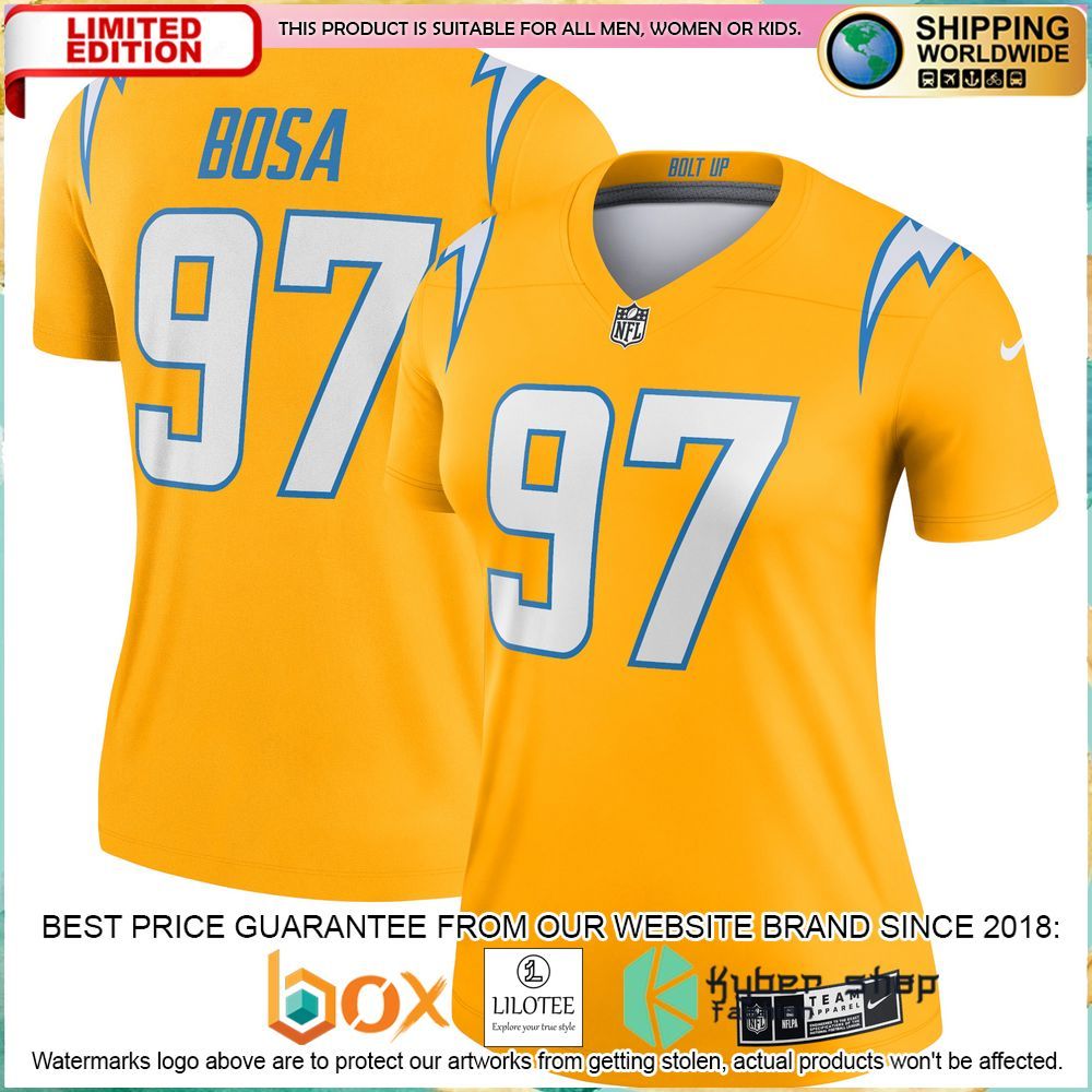 joey bosa los angeles chargers nike womens inverted legend gold football jersey 1 32