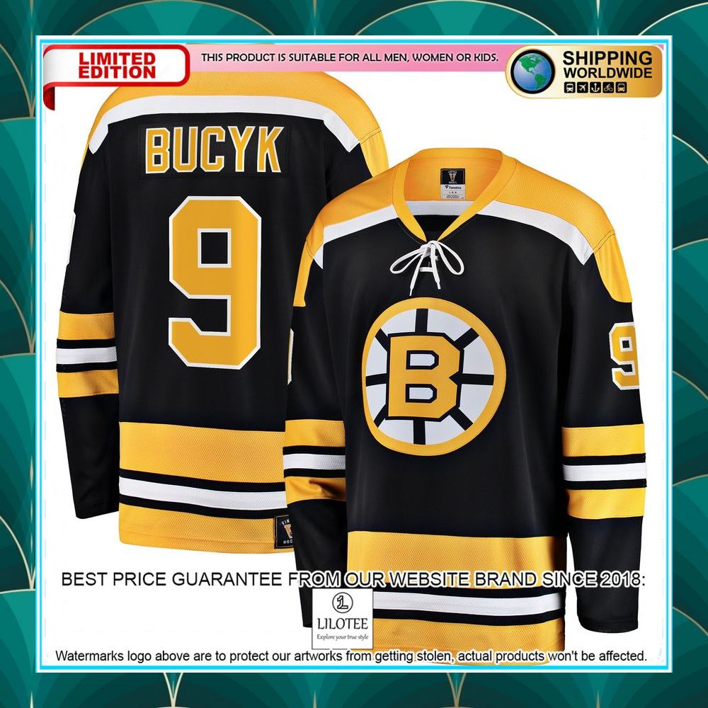 john bucyk boston bruins premier retired black hockey jersey 1 898