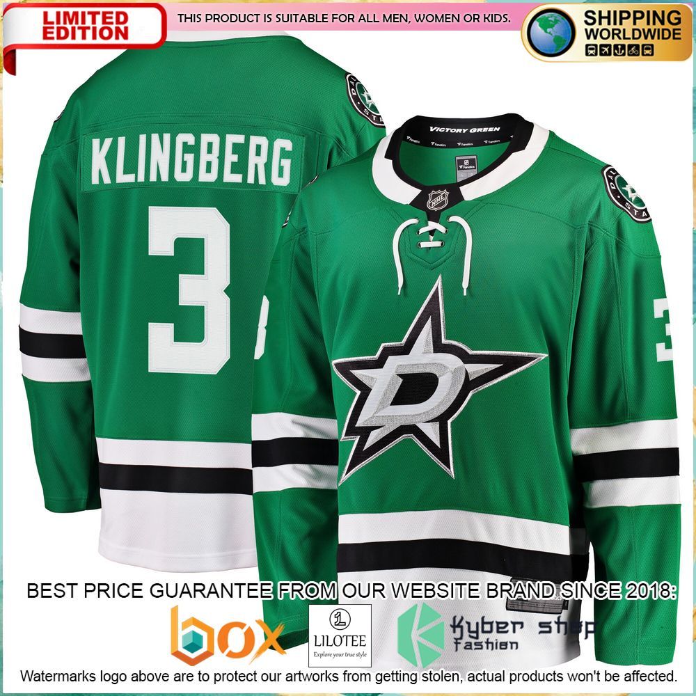 john klingberg dallas stars breakaway kelly green hockey jersey 1 745