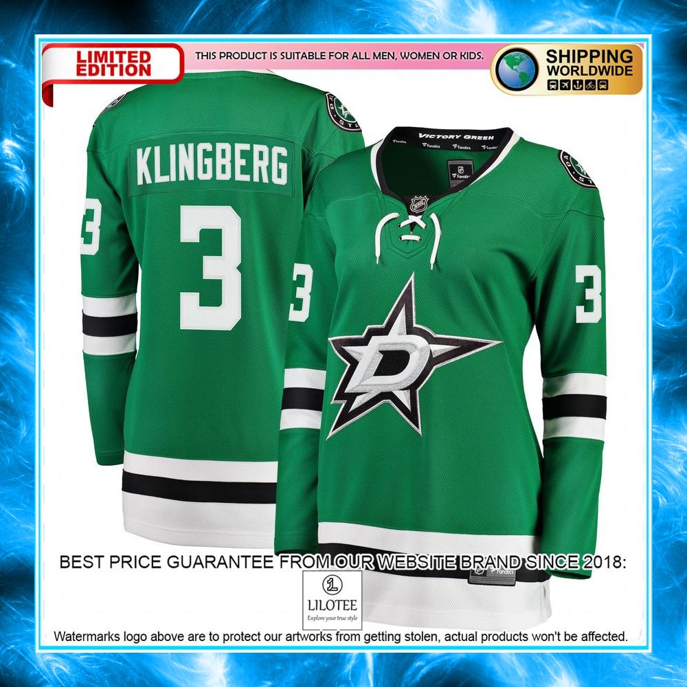 john klingberg dallas stars womens kelly green hockey jersey 1 888