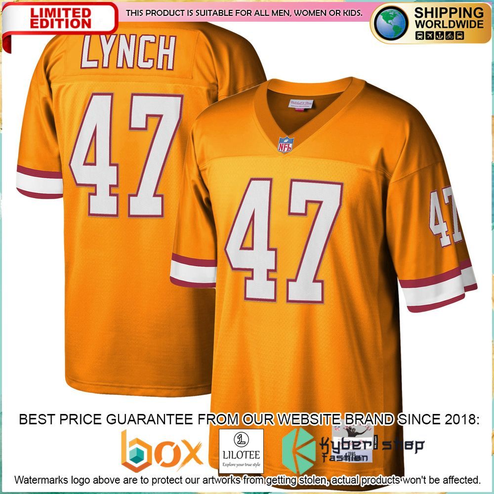 john lynch tampa bay buccaneers mitchell ness legacy replica orange football jersey 1 974