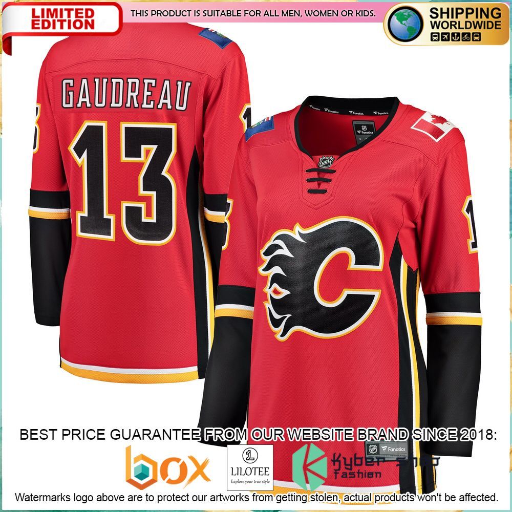 johnny gaudreau calgary flames womens home breakaway red hockey jersey 1 483