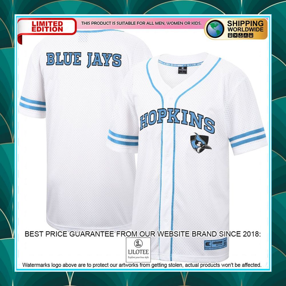 johns hopkins blue jays white baseball jersey 4 574