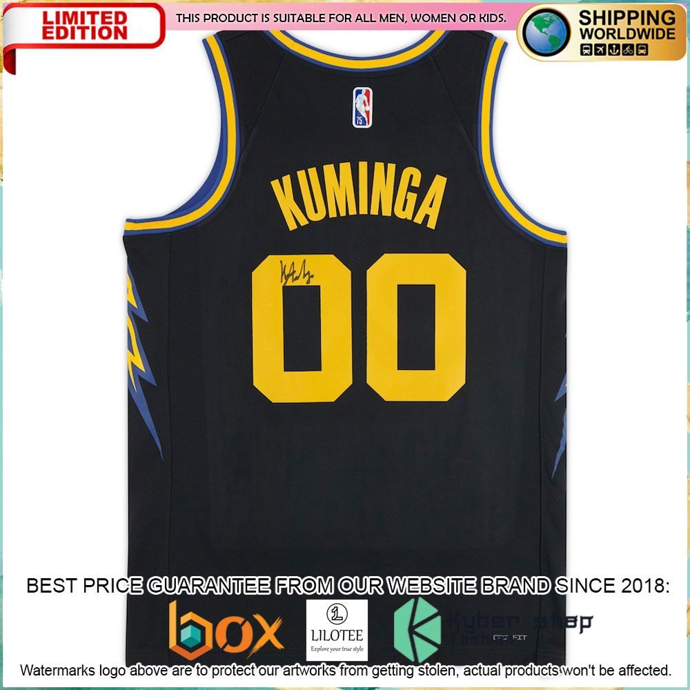 jonathan kuminga golden state warriors fanatics autographed 2021 nike mixtape black basketball jersey 2 484