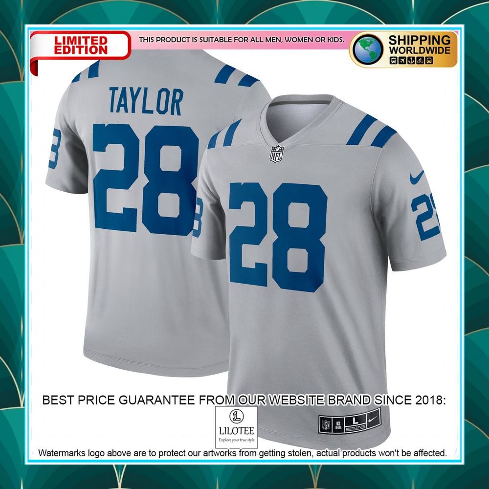 jonathan taylor indianapolis colts inverted legend gray football jersey 1 822