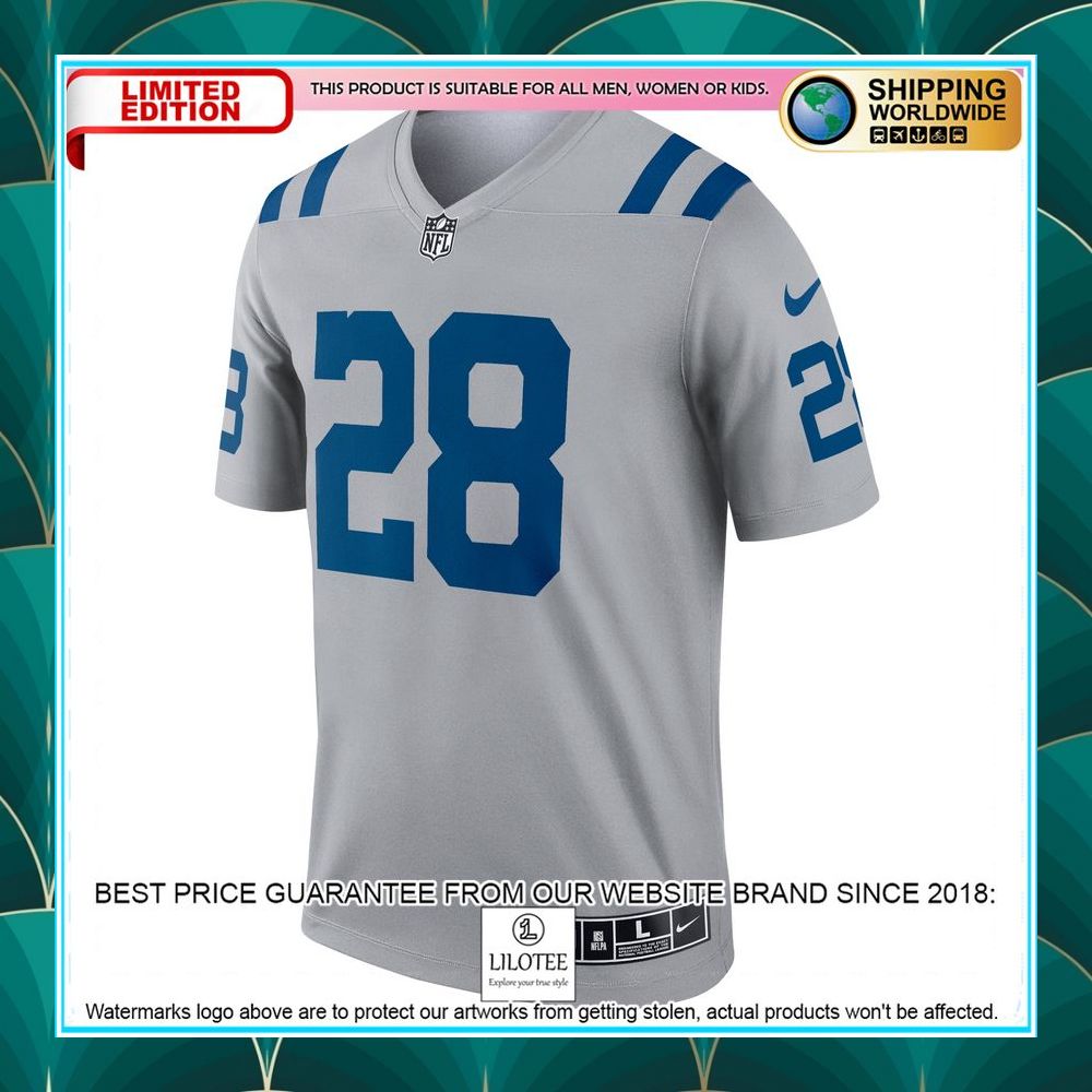 jonathan taylor indianapolis colts inverted legend gray football jersey 2 844