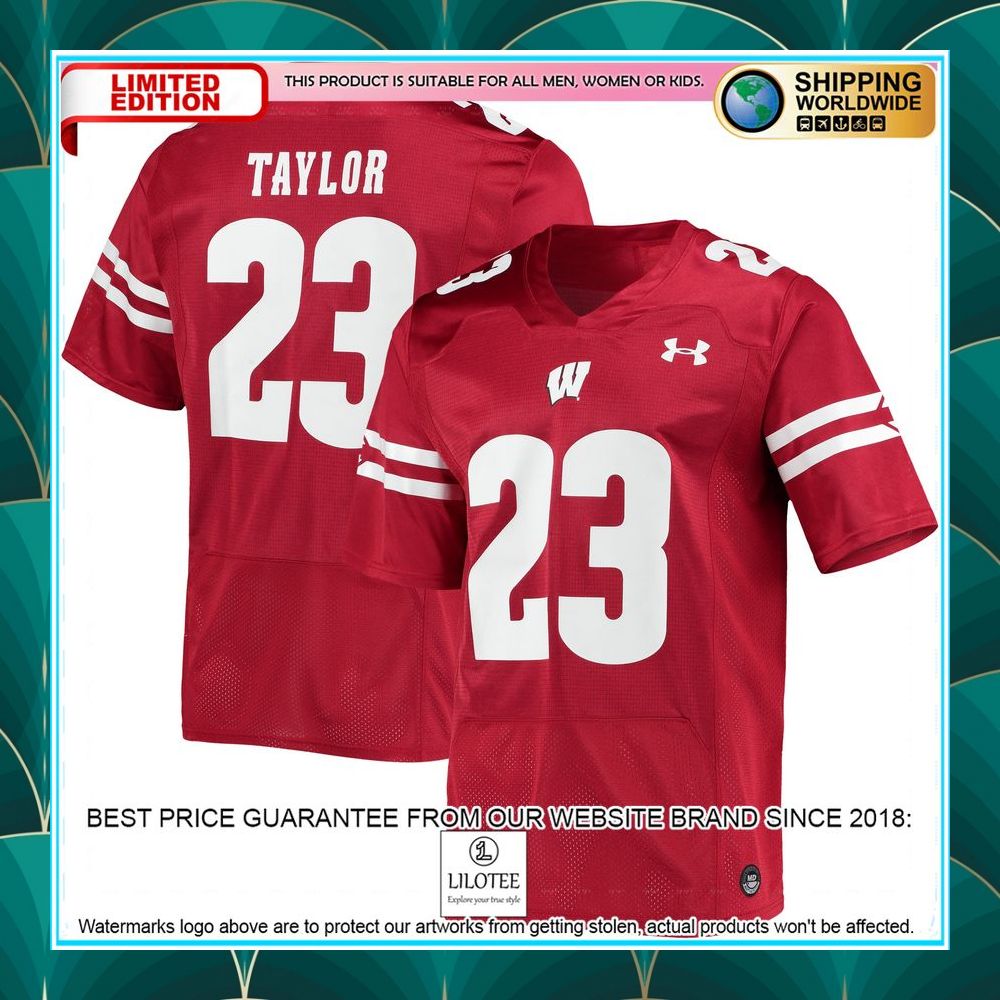 jonathan taylor wisconsin badgers under armour red football jersey 1 70