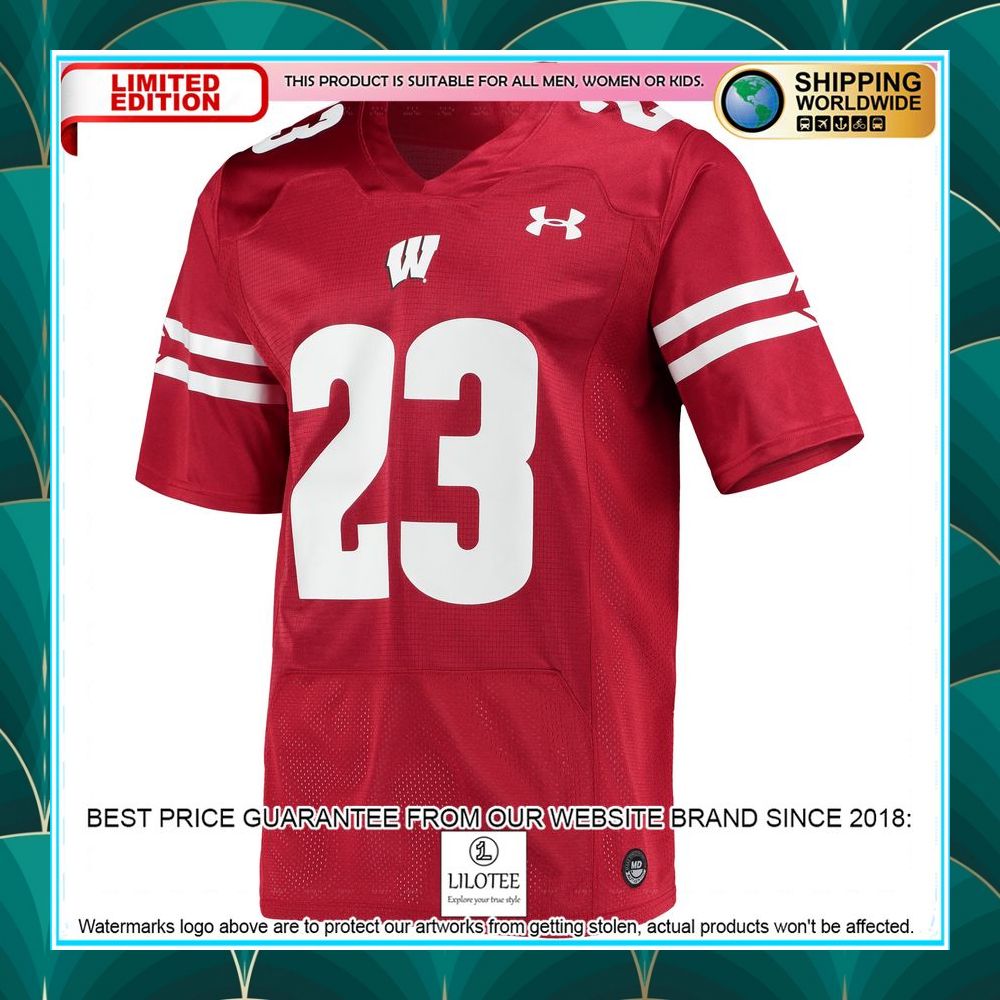jonathan taylor wisconsin badgers under armour red football jersey 2 377