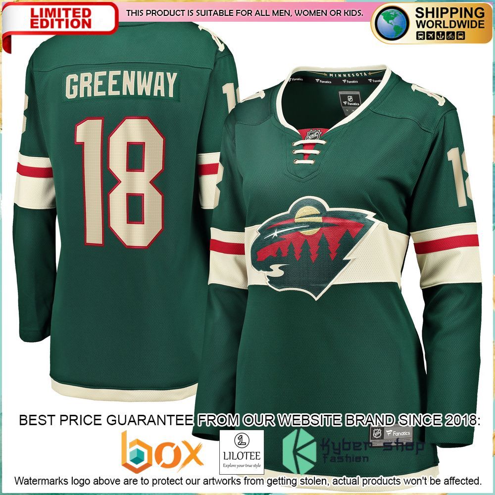 jordan greenway minnesota wild womens green hockey jersey 1 281