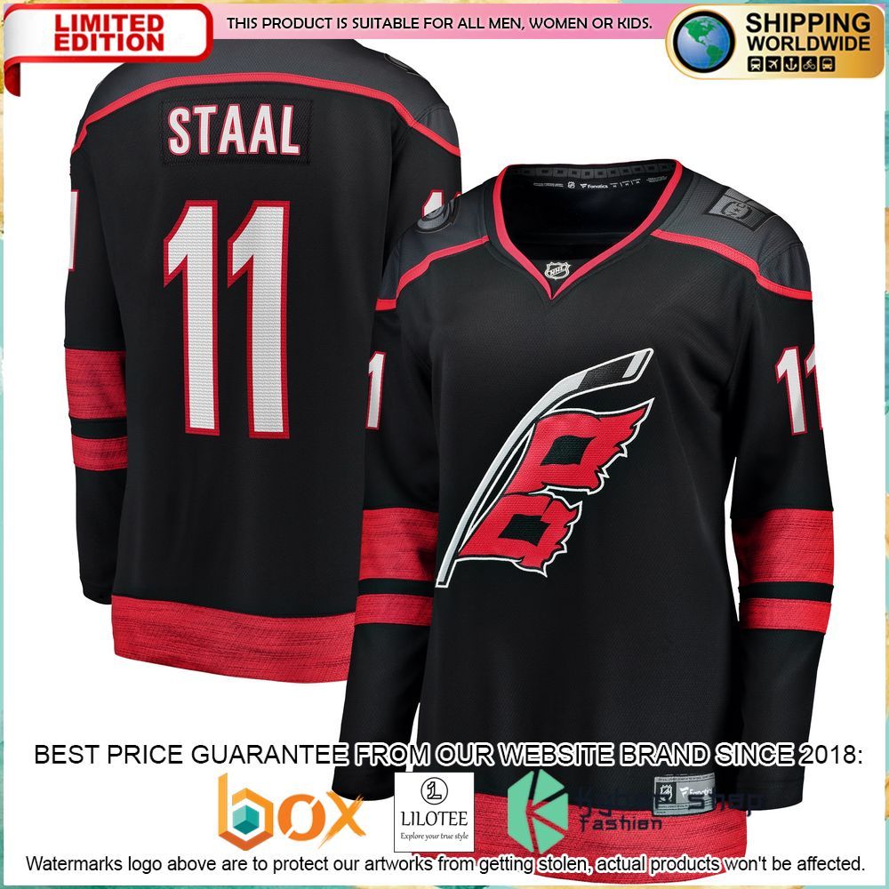 jordan staal carolina hurricanes womens breakaway alternate black hockey jersey 1 97