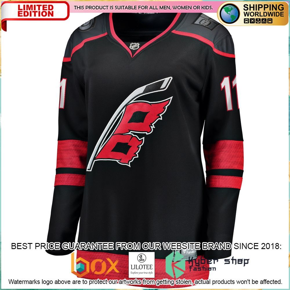 jordan staal carolina hurricanes womens breakaway alternate black hockey jersey 2 980