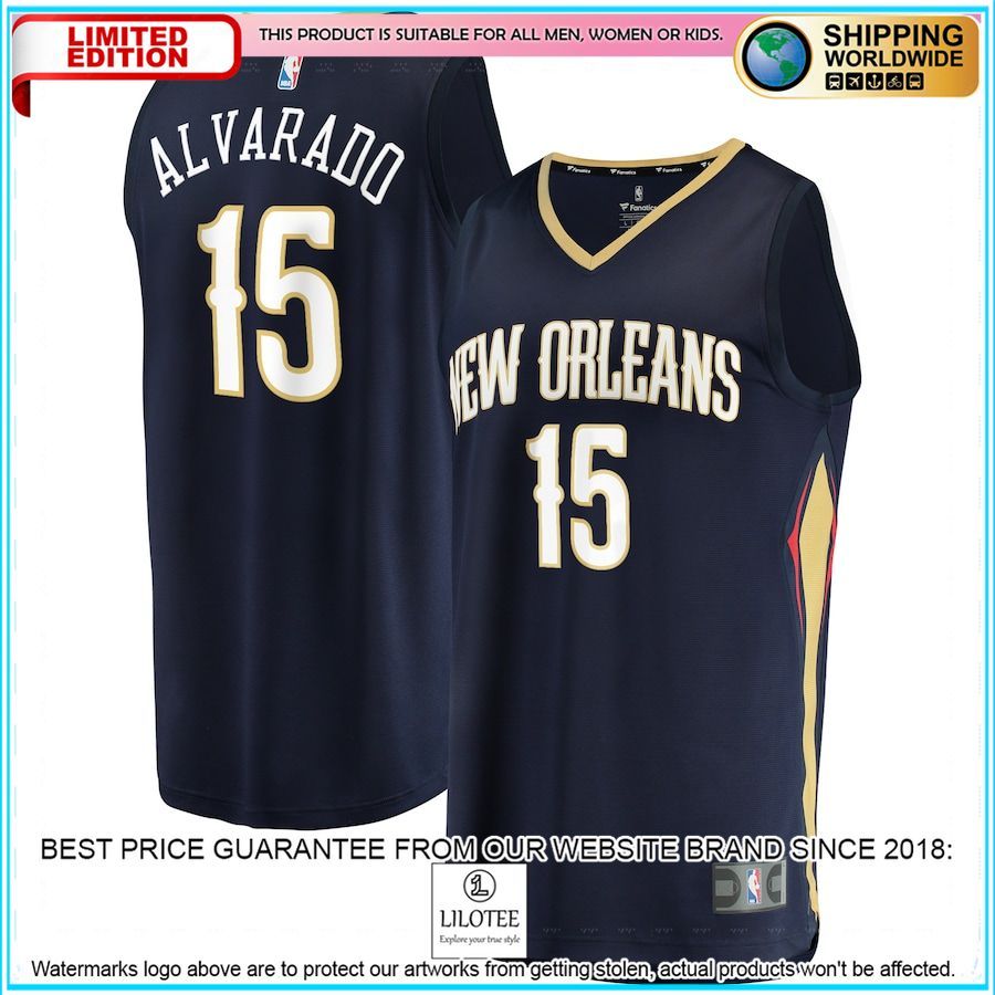 jose alvarado new orleans pelicans 2021 22 navy basketball jersey 1 445