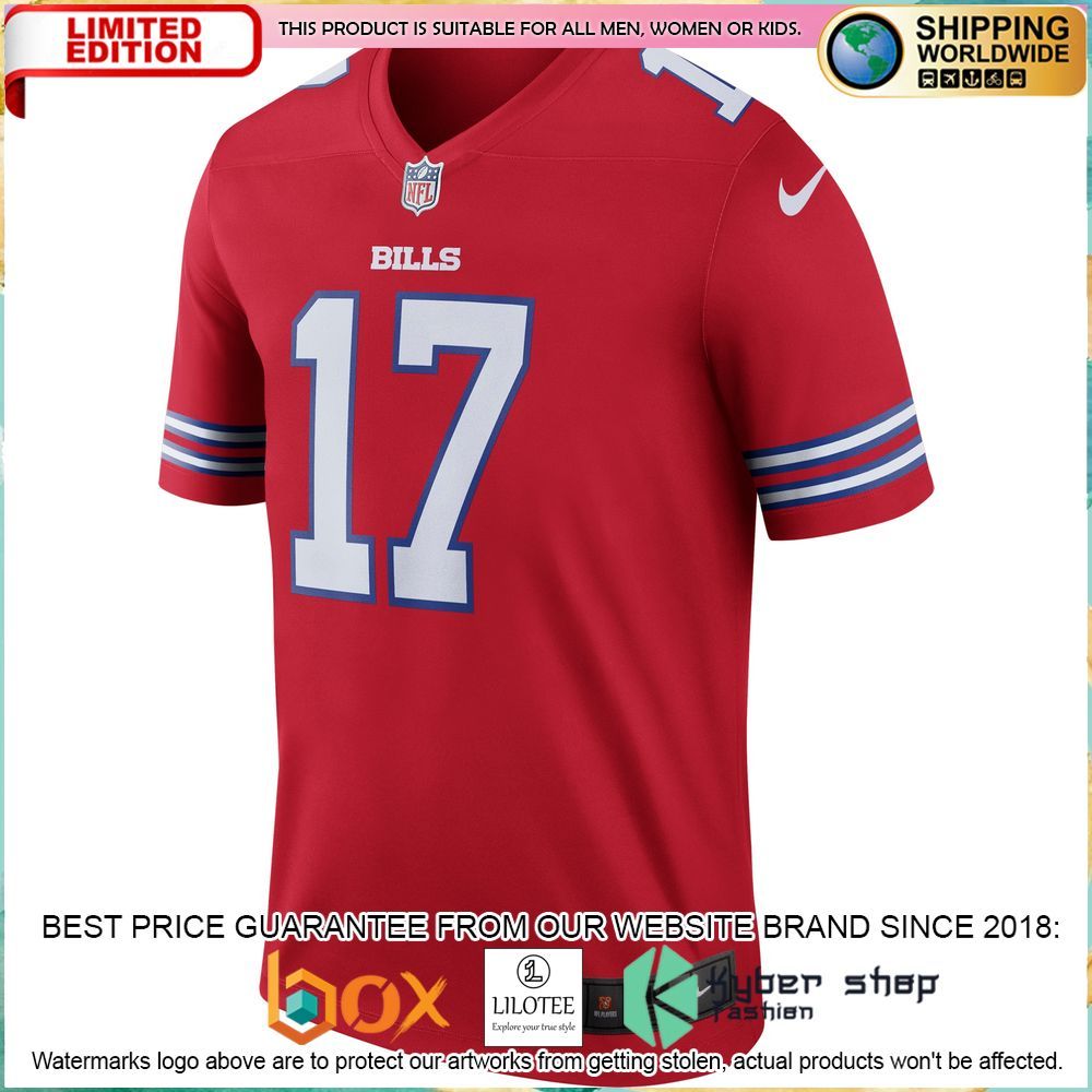 josh allen nike buffalo bills color rush legend red football jersey 2 988