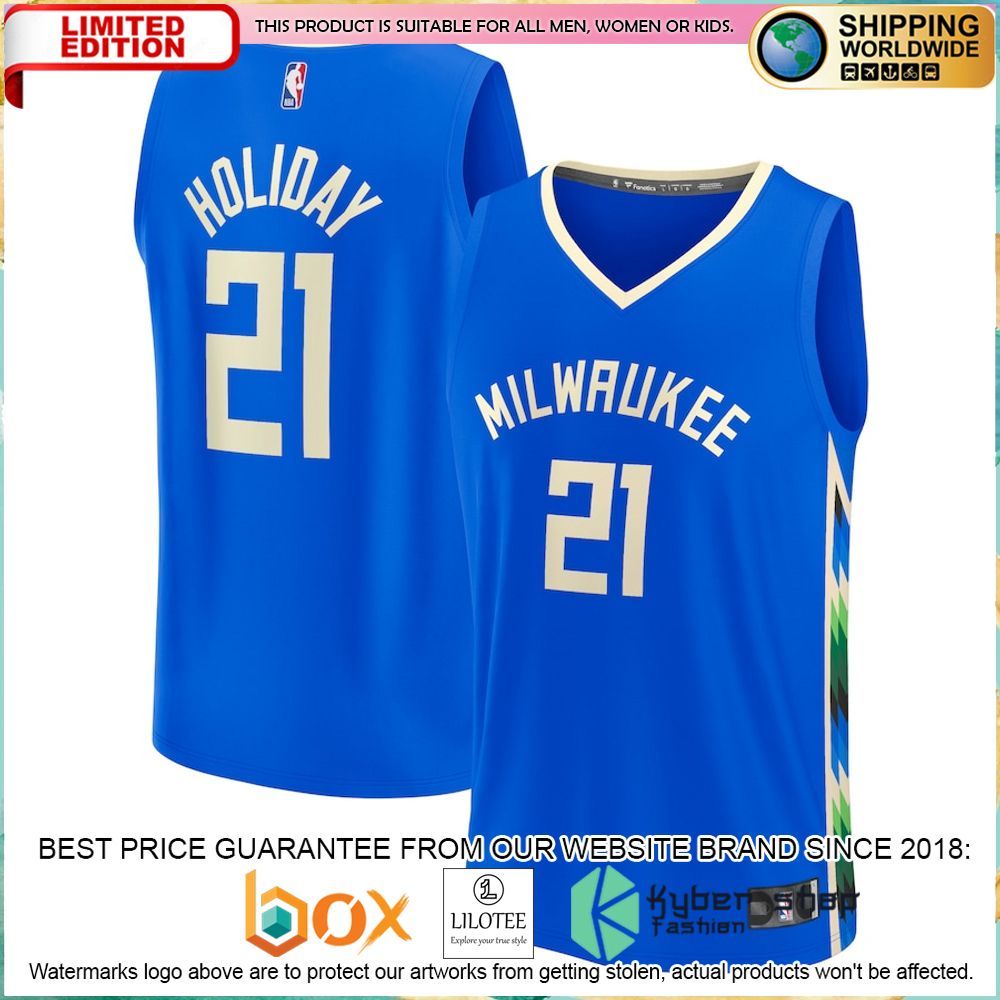 jrue holiday milwaukee bucks 2022 23 royal basketball jersey 1 543