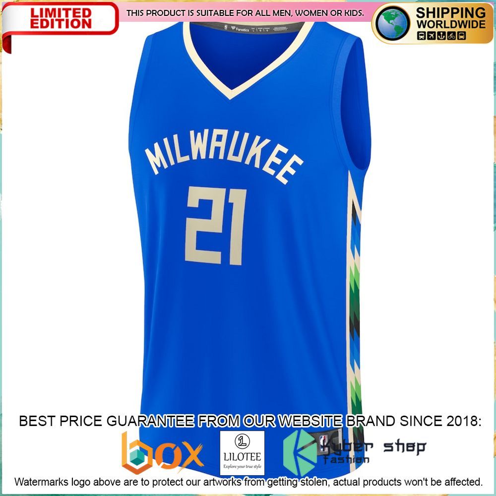 jrue holiday milwaukee bucks 2022 23 royal basketball jersey 2 170