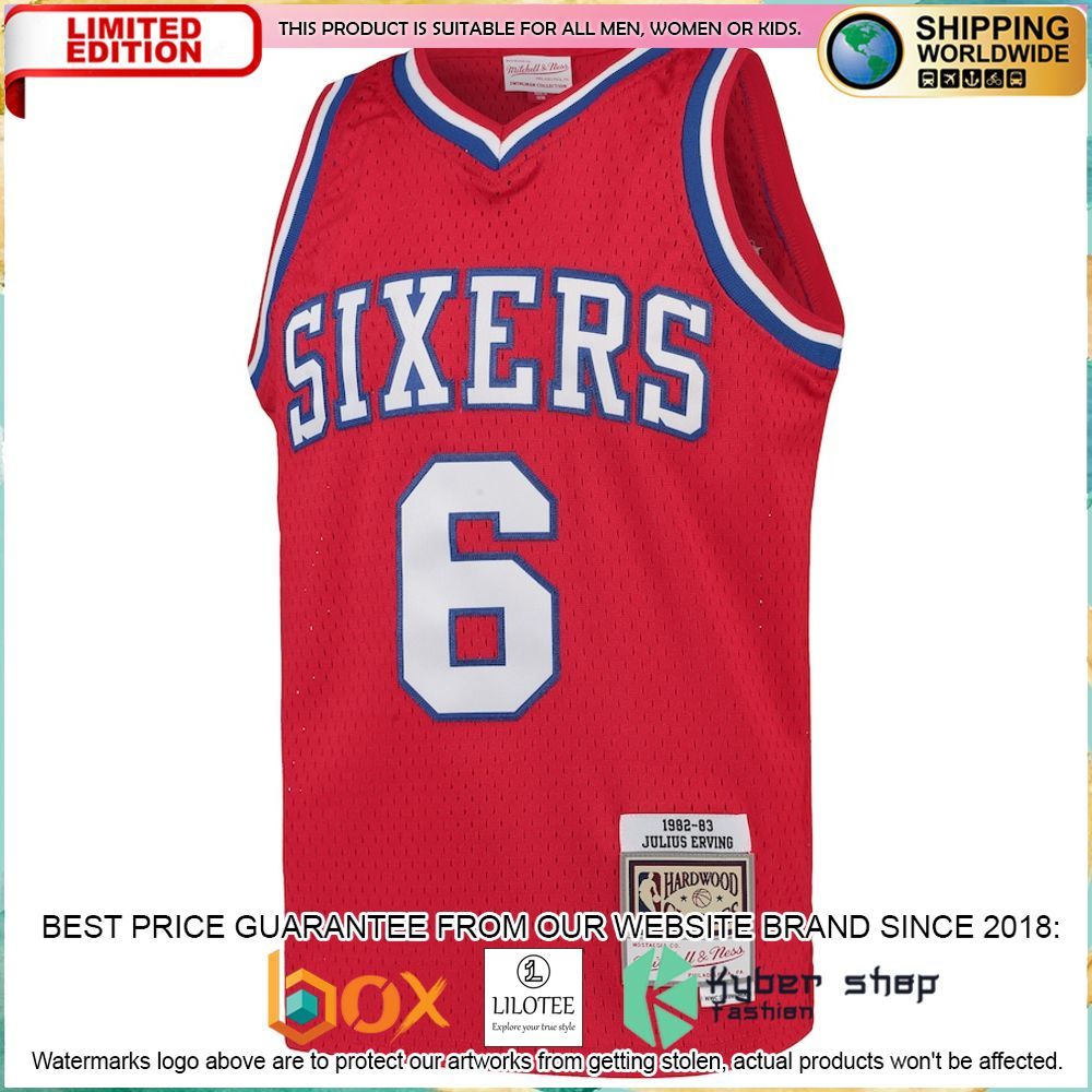 julius erving philadelphia 76ers mitchell ness youth throwback red basketball jersey 2 842
