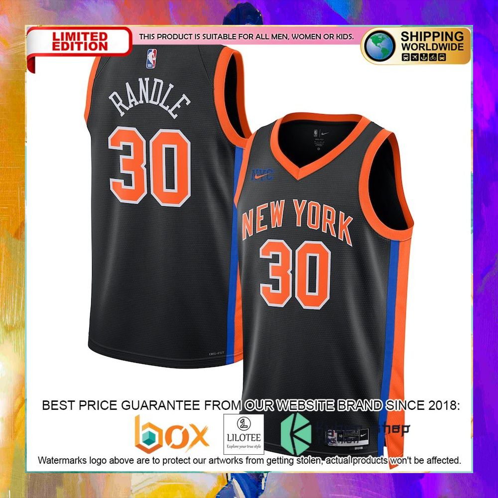 julius randle new york knicks 2022 23 black basketball jersey 1 917
