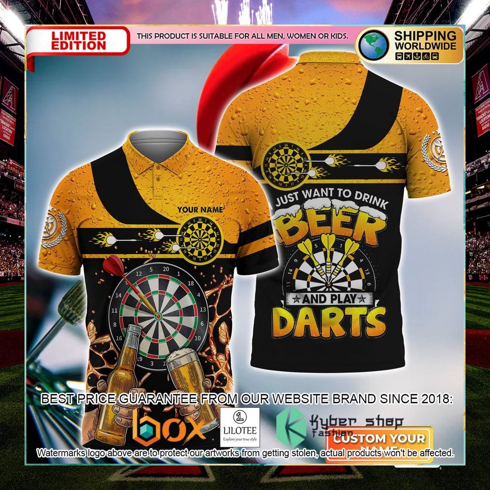 just want to drink beer and play darts your name polo shirt 1 224
