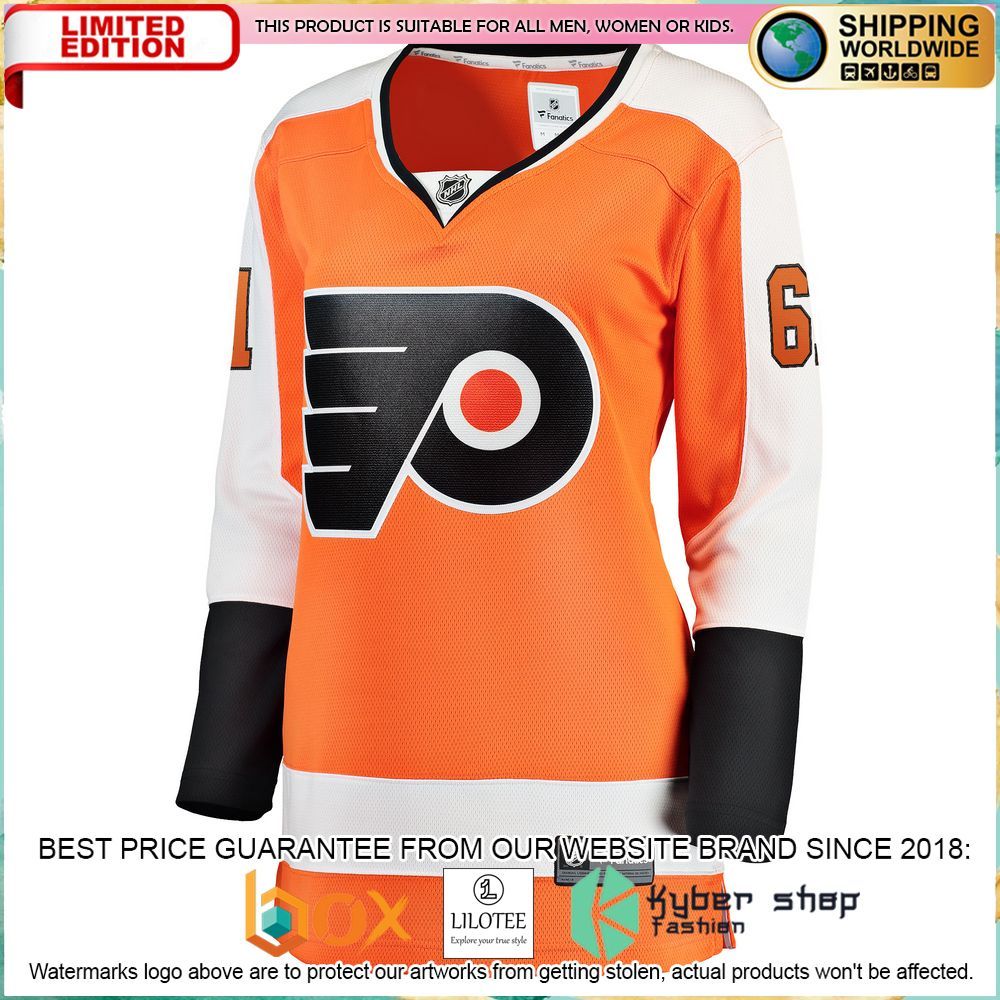 justin braun philadelphia flyers womens home breakaway orange hockey jersey 2 876