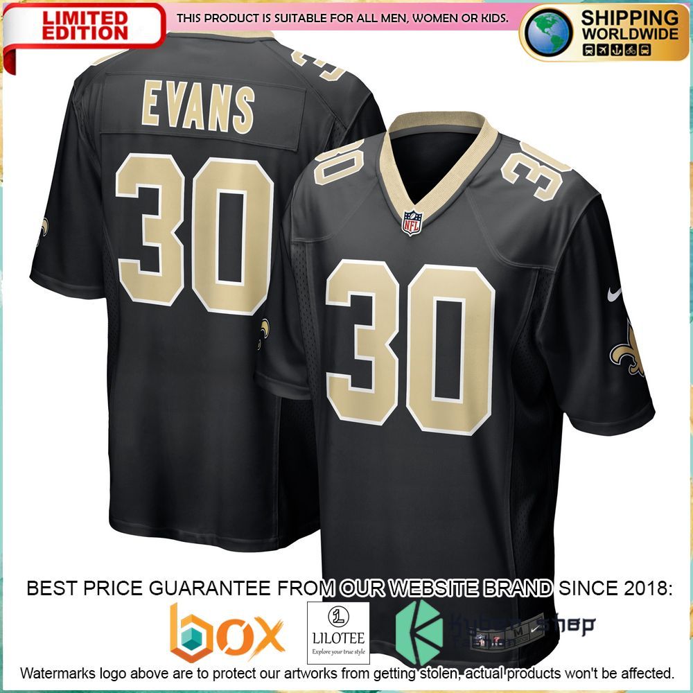 justin evans new orleans saints nike black football jersey 1 984