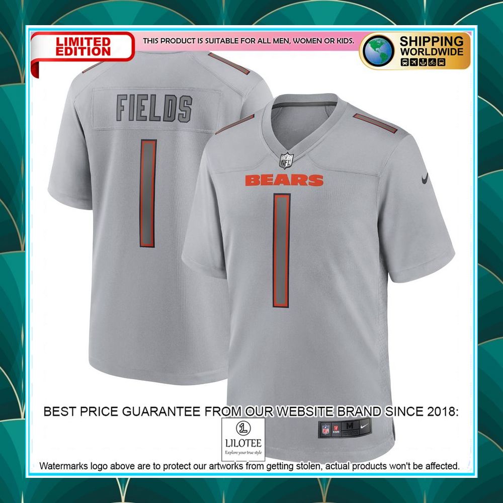 justin fields chicago bears atmosphere fashion gray football jersey 1 517