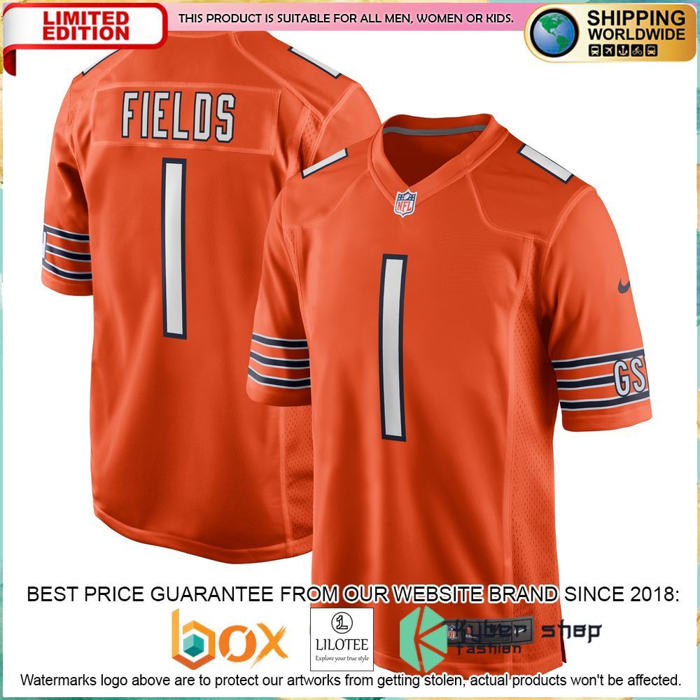 justin fields chicago bears nike orange football jersey 1 141