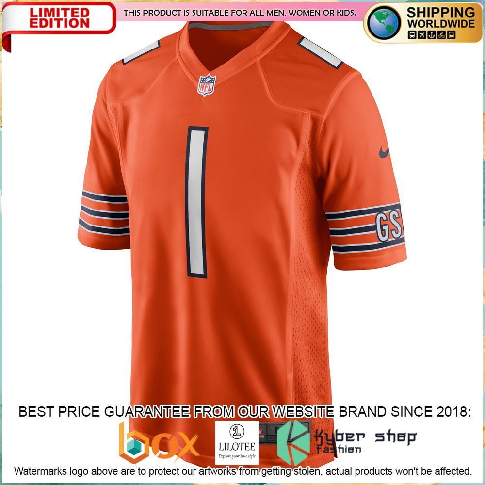 justin fields chicago bears nike orange football jersey 2 87