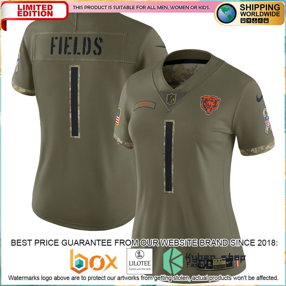 justin fields chicago bears nike womens 2022 salute to service olive football jersey 1 264