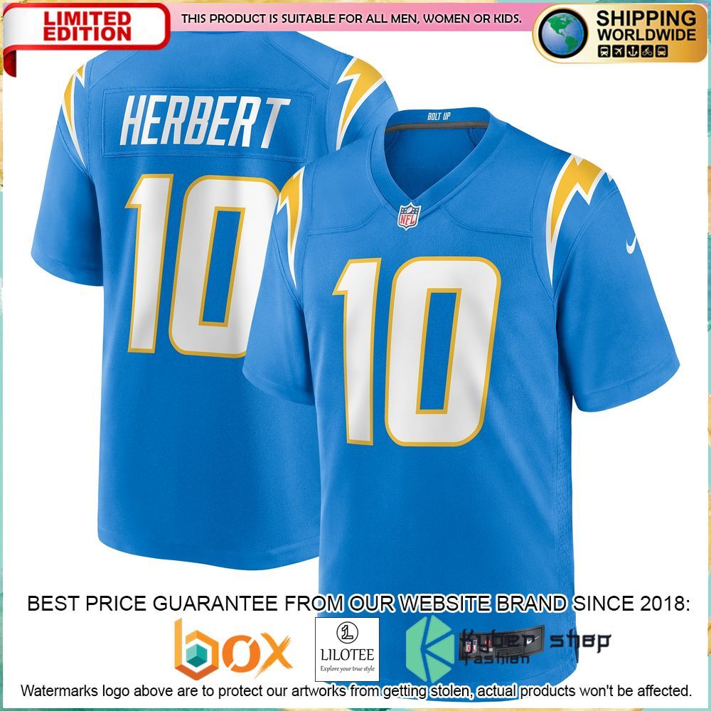 justin herbert los angeles chargers nike powder blue football jersey 1 538