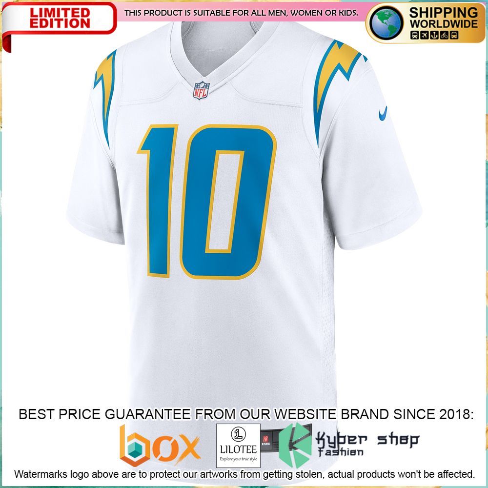 justin herbert los angeles chargers nike white football jersey 2 568
