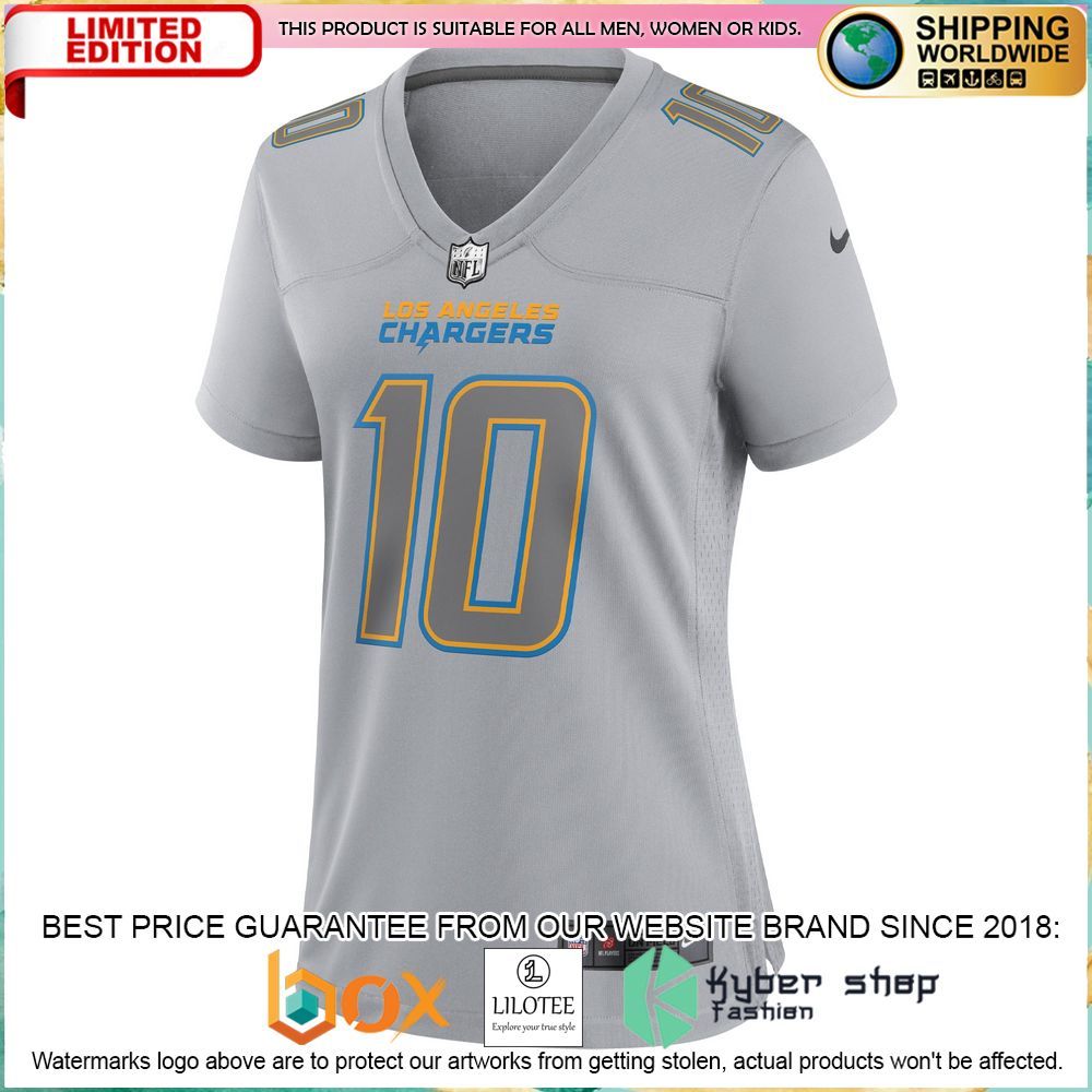 justin herbert los angeles chargers nike womens gray football jersey 2 651