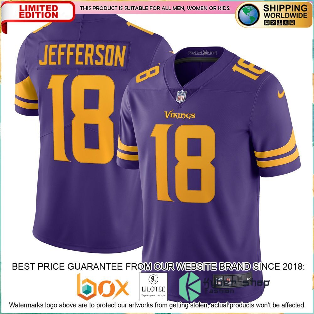 justin jefferson minnesota vikings nike alternate vapor purple football jersey 1 487