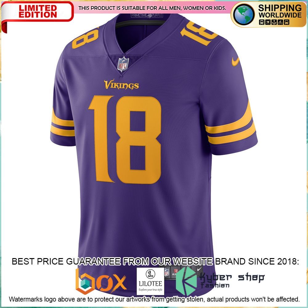 justin jefferson minnesota vikings nike alternate vapor purple football jersey 2 759