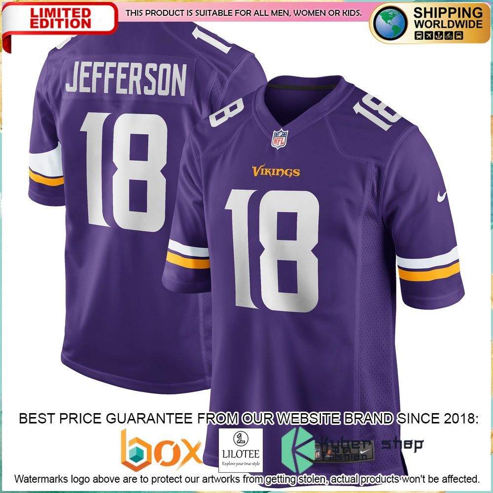 justin jefferson minnesota vikings nike purple football jersey 1 720