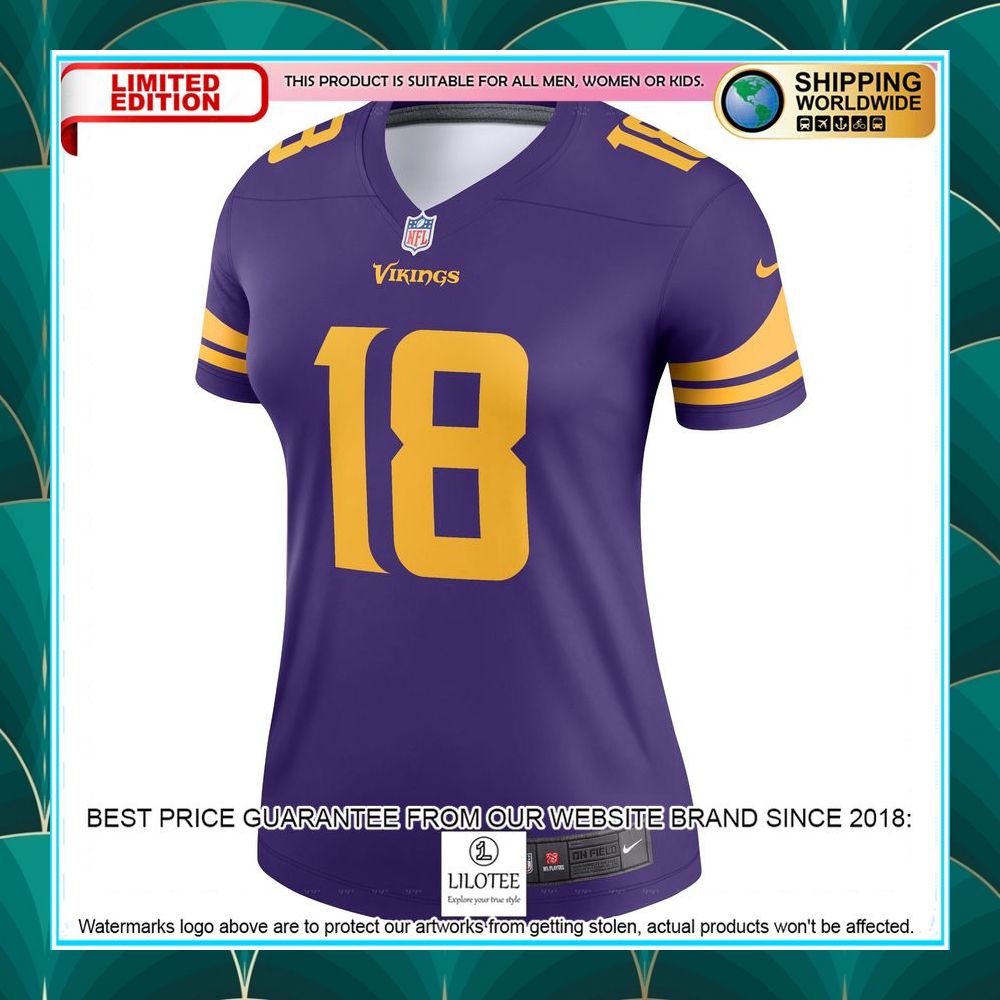 justin jefferson minnesota vikings womens alternate legend purple football jersey 2 855