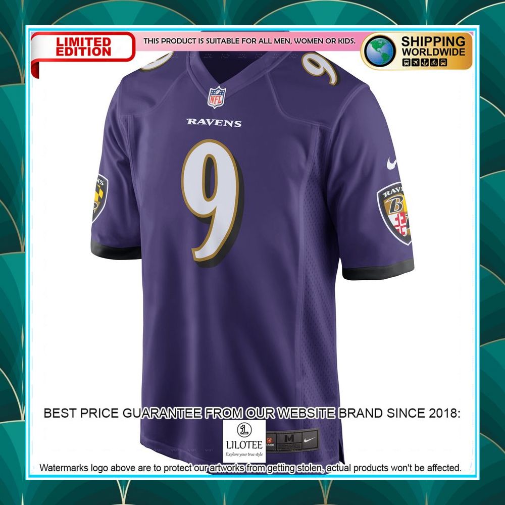 justin tucker baltimore ravens purple football jersey 2 975