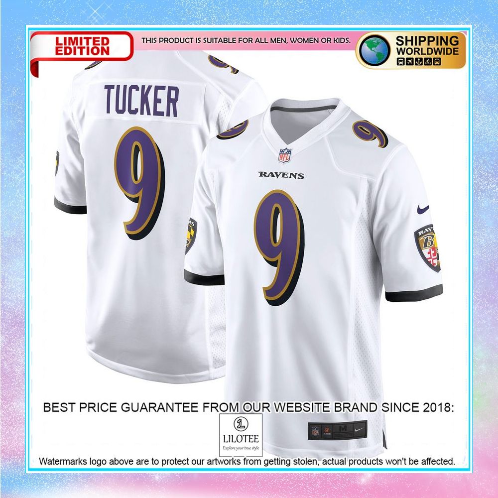 justin tucker baltimore ravens white football jersey 1 848