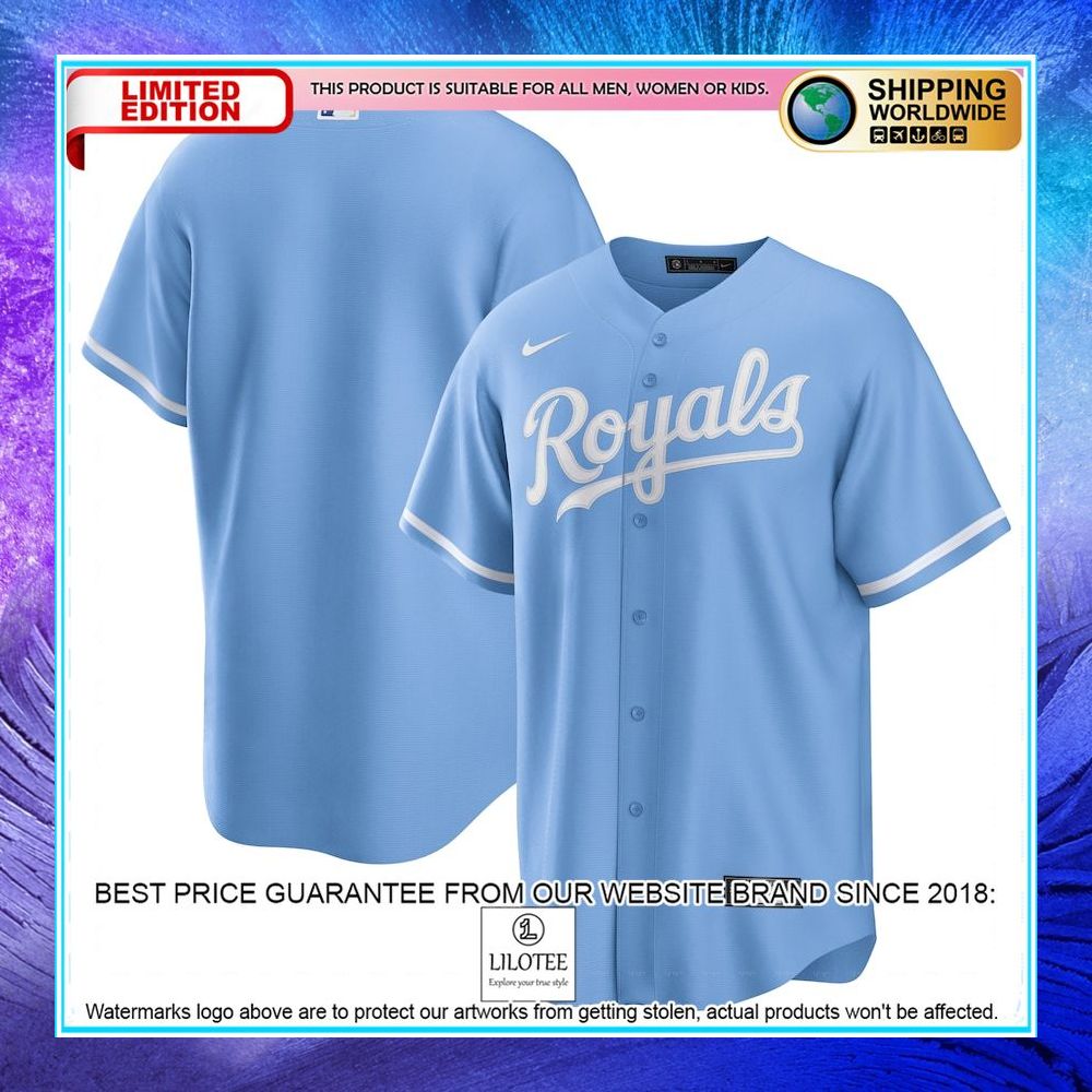 kansas city royals nike alternate team logo light blue baseball jersey 1 561
