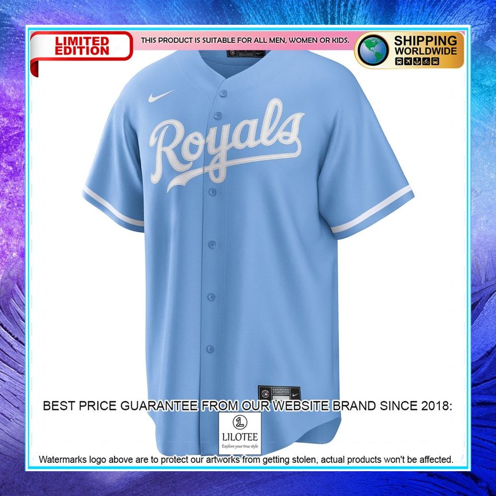 kansas city royals nike alternate team logo light blue baseball jersey 2 706