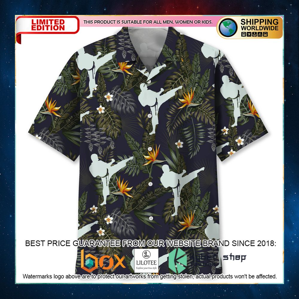 karate nature green hawaiian shirt 1 279