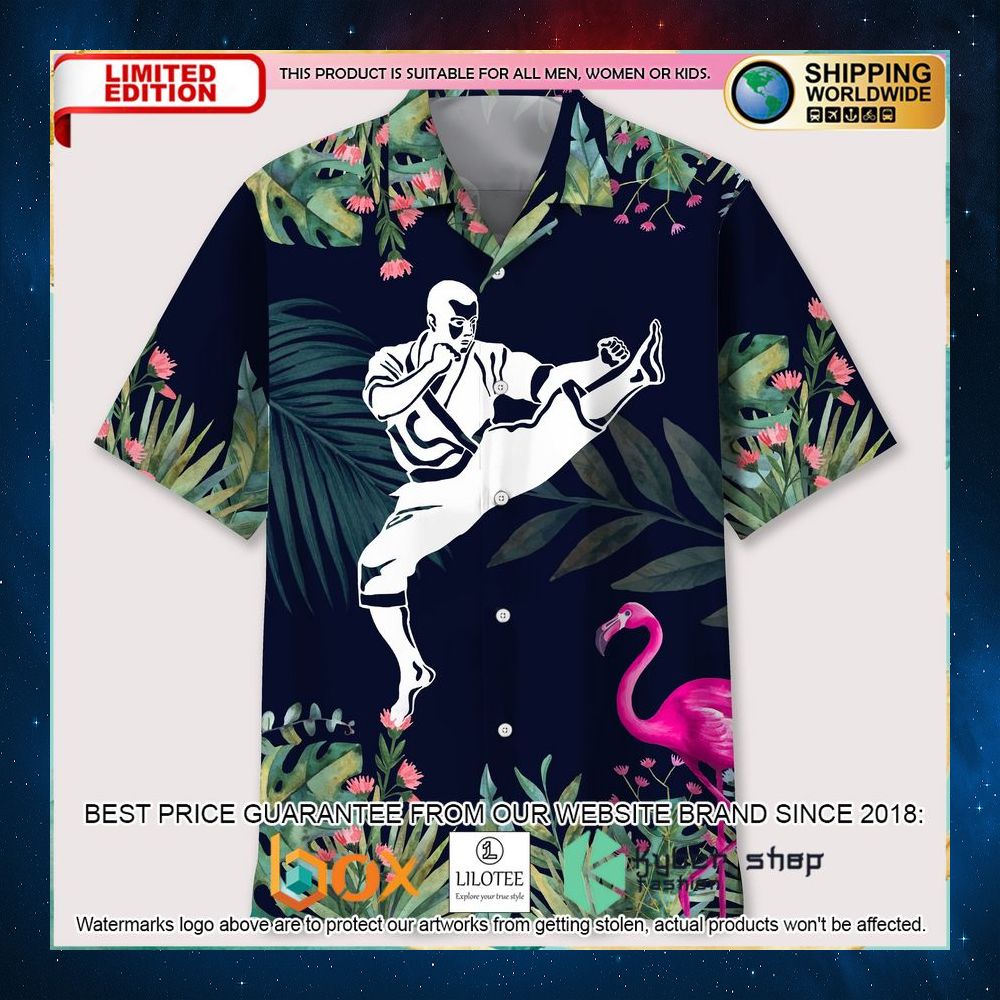 karate tropical flamingo hawaiian shirt 1 273