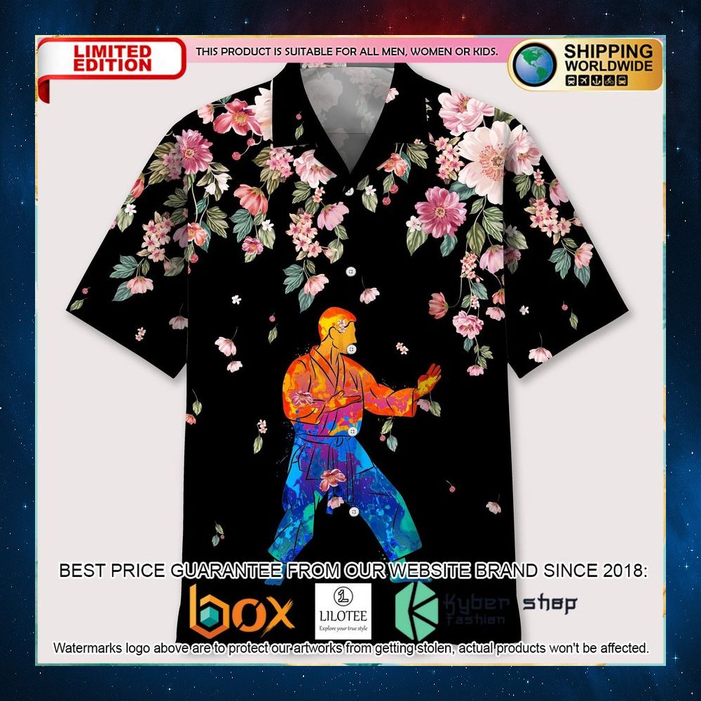 karate watercolors flower hawaiian shirt 1 291