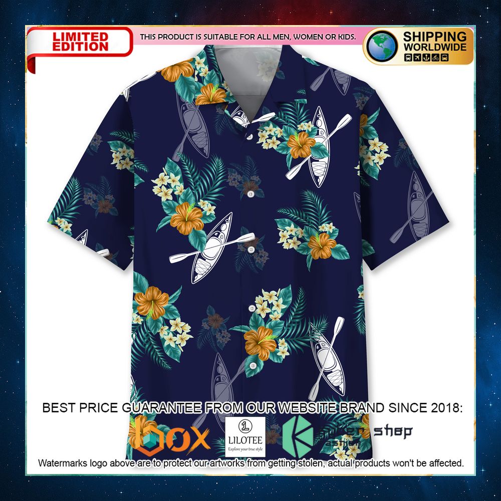 kayaking tropical navy hawaiian shirt 1 886