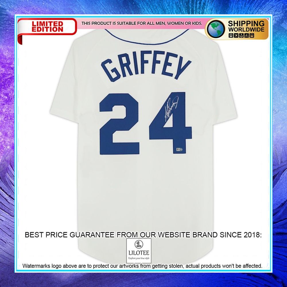 ken griffey jr seattle mariners autographed mitchell and ness white baseball jersey 2 705