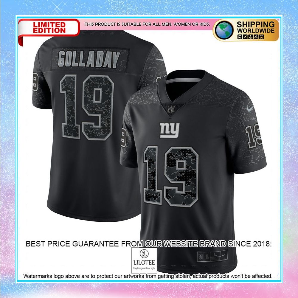 kenny golladay new york giants rflctv limited jersey black football jersey 1 471