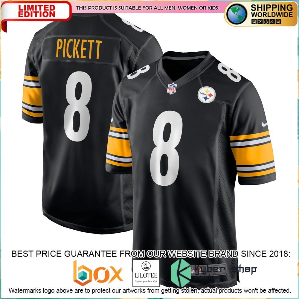 kenny pickett pittsburgh steelers nike 2022 nfl draft first round pick black football jersey 1 541