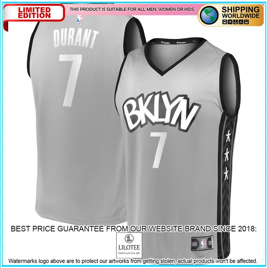 kevin durant brooklyn nets 2019 player movement charcoal basketball jersey 1 314
