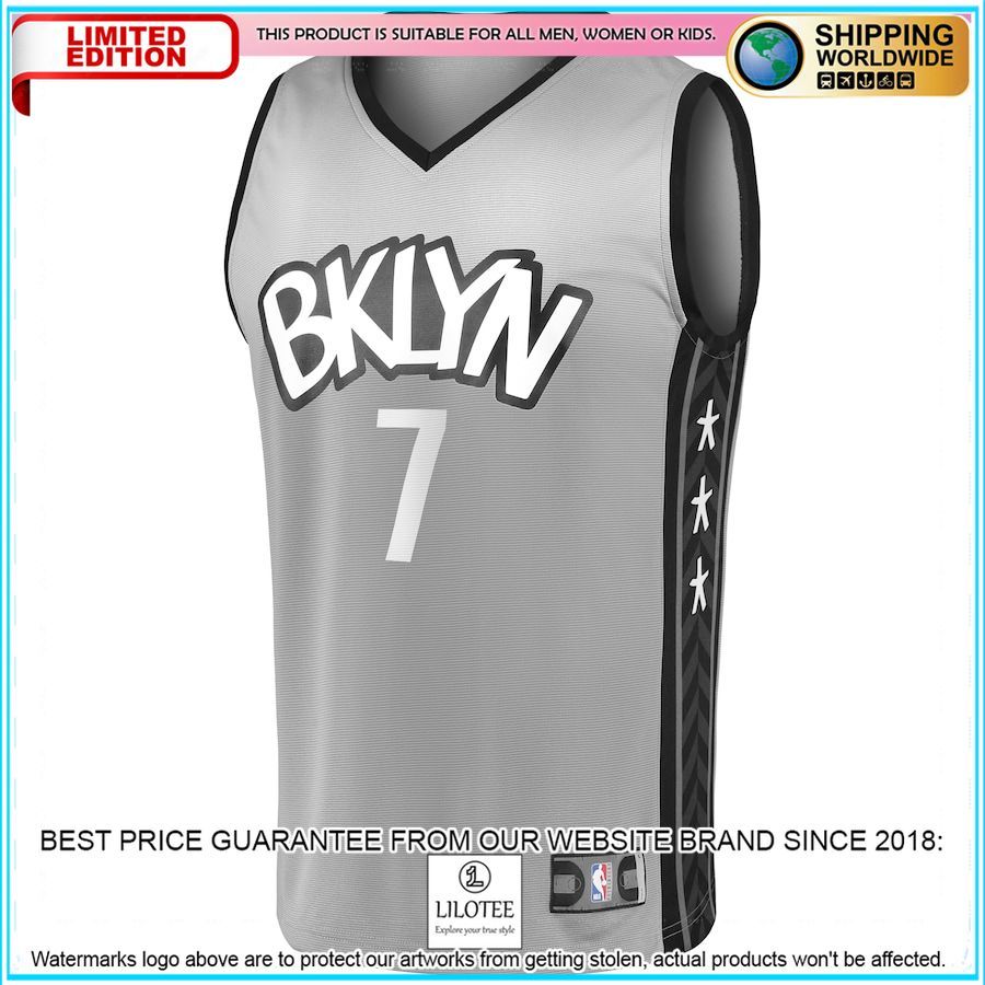 kevin durant brooklyn nets 2019 player movement charcoal basketball jersey 2 724